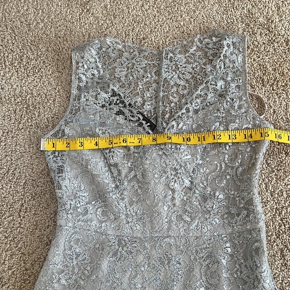 New! BCBGMaxazaria SZ 2, grey silver metallic over slip Lynette dress. - Picture 11 of 14